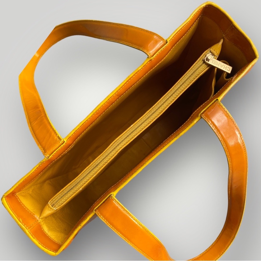 Chanel Orange Patent Leather Tote Bag - Picture 7 of 13
